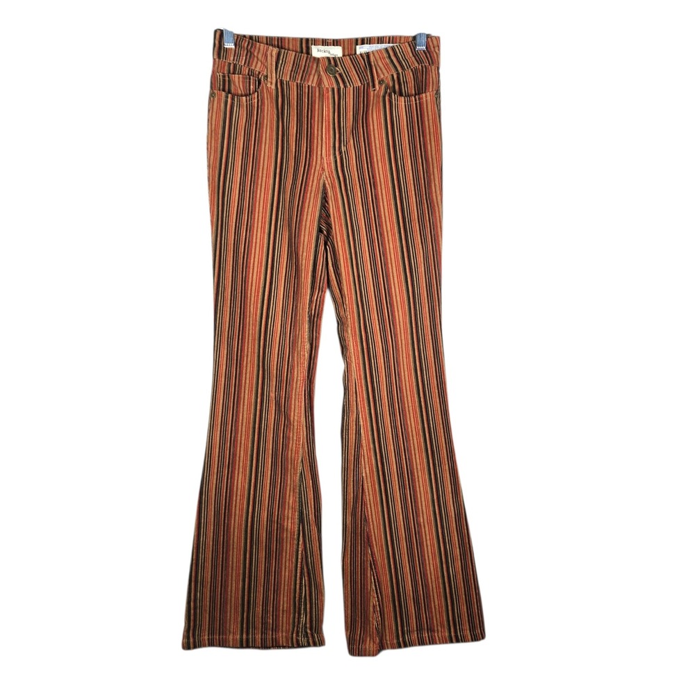 Rocks & Indigo Corduroy Flare Pants Womens 6 27 Brown Red Striped Retro Boho
